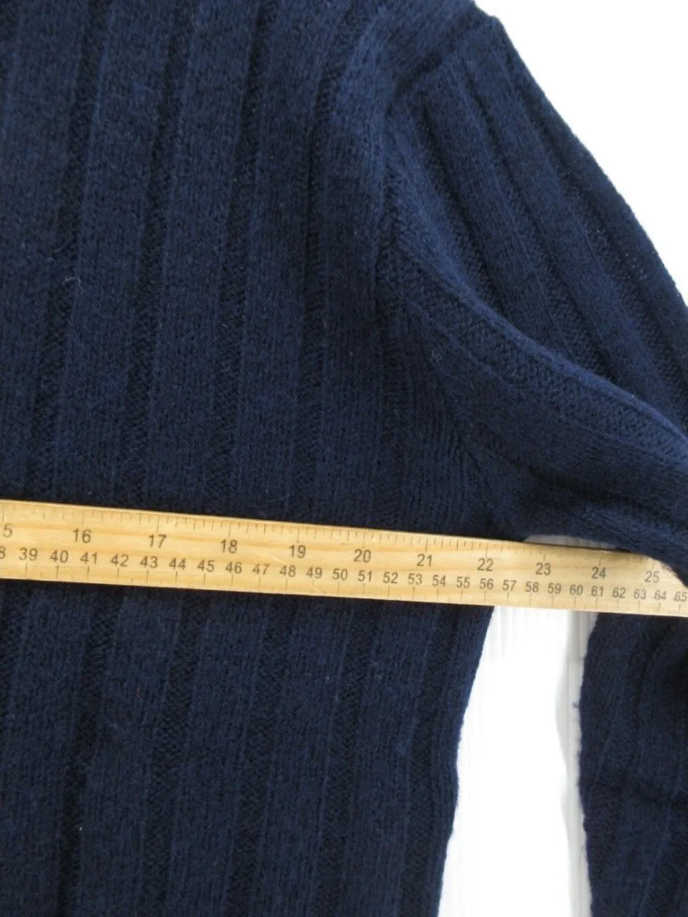 VINTAGE Polo Ralph Lauren Sweater Large Navy Wool Ribbed Crewneck 90s